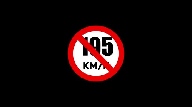 Over 195 Kmh Prohibited Traffic Warning Symbol for Severe Speed Hazard Prevention.