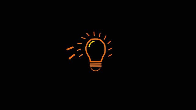 bulb isolated on black background. idea sign symbol icon animation. Light Bulb icon, Innovation and inspiration icon. 4k video,
