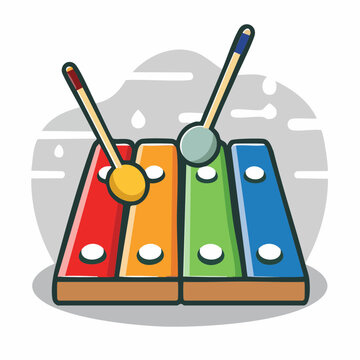 Colorful Xylophone with Mallets