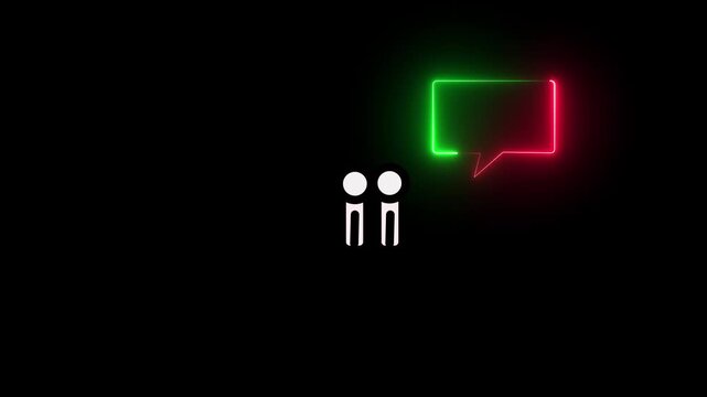 Neon mail icon animation on black background. Sleek and vibrant neon violet message box animation.