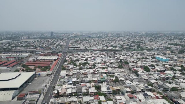 Cinematic aerial drone footage of Guadalupe, Nuevo Le&oacute;n, Mexico. Beautiful views of the city skyline, urban neighborhoods, streets and architecture captured in 4K.