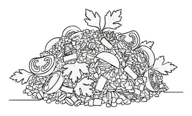 Obraz premium Continuous line art tabouleh salad mediterranean dis.... Generative AI
