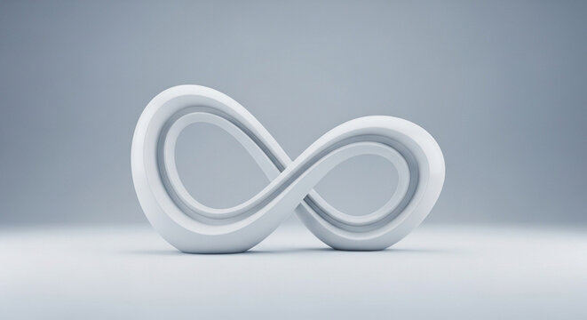 Abstract Infinity Symbol Sculpture on a Light Gray Background