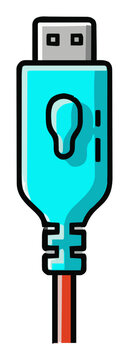 Neon glowing displayport cable top down vector illus.... Generative AI