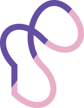 Minimalist purple and pink abstract mobius ribbon loop design isolated on white for brand illustration