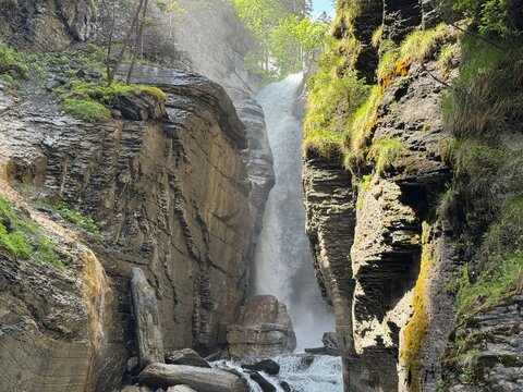 Rosenlauifall waterfall on the alpine stream Reichenbach, Switzerland - Wasserfall Rosenlauifall am Alpenbach Reichenbach, Schweiz