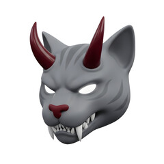 Obraz premium Stylized 3D Render of a Demon Cat Mask with Red Horns