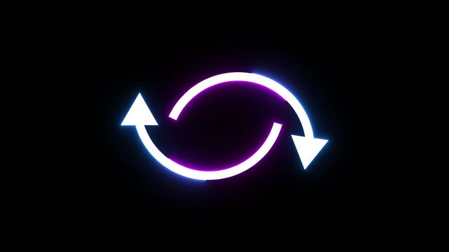 Neon modern business arrow animation on black background. Finance growth, success, and progress  digital  arrow animation.