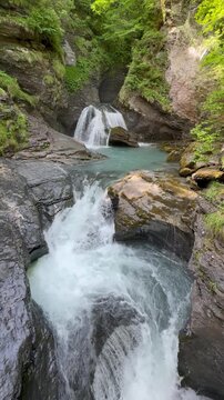 Canyon and cascades above Waterfall Reichenbachfall or Rychenbachfall (Willigen, Switzerland) - Schlucht und Kaskaden oberhalb des Wasserfall Reichenbachfall oder Rychenbachfall (Willigen, Schweiz)