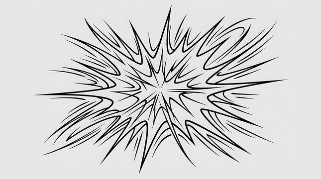 Black lines form an explosion shape on a gray background with sharp pointed illustration