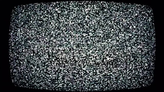 Intense analog television static storm with random glitch effects, monochrome noise particles, horizontal tearing, signal disruption, vintage broadcast failure, realistic motion texture, looping.