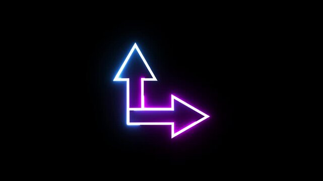 Neon arrow business icon animation.