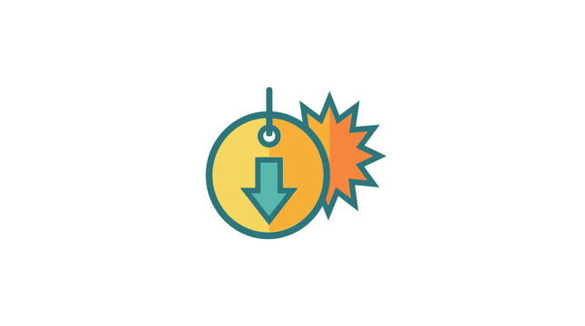 Discount Tag with Down Arrow Icon and Starburst