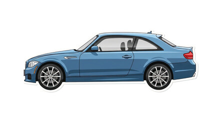 Fototapeta premium Blue car with alloy wheels side.