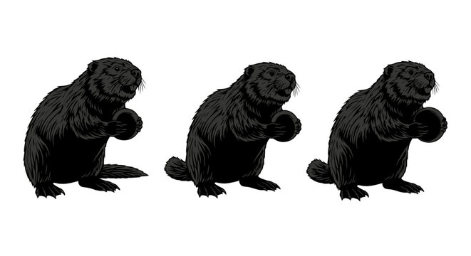Three monkeys sitting and covering face.