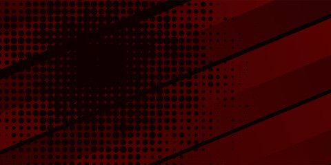 Abstract dark red gradient background with diagonal lines and a scratch effect. Dynamic dotted halftone texture for sports banner, poster, and greeting card © Qomariyah .