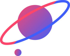 Minimalist vibrant gradient planet featuring a planetary ring and smaller orbiting moon icon style illustration © RohossomoyFacts