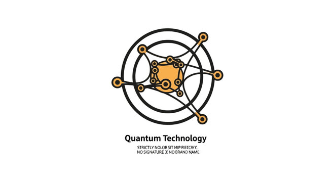 Quantum technology concept logo with interconnected nodes