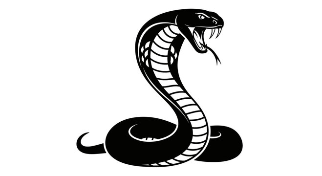 Aggressive Cobra Snake Silhouette Vector Illustration
