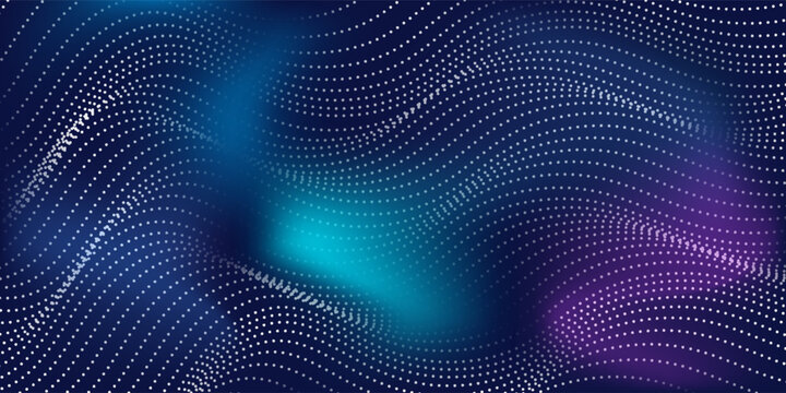Abstract light point Hi-tech digital technology concept. High tech computer illustration with purple and dark blue simple modern art abstract