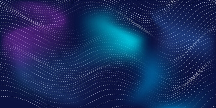 Abstract light point Hi-tech digital technology concept. High tech computer illustration with purple and dark blue simple modern art