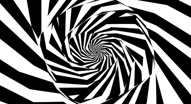 Abstract Hypnotic Spiral Tunnel Effect Black and White Optical Illusion Background