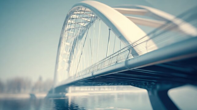Modern bridge over water daylight scene