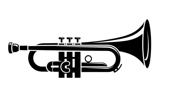 Minimalist Black and White Trumpet Silhouette Icon