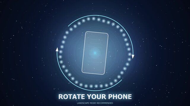 The smartphone screen instructs users to rotate your phone in space.