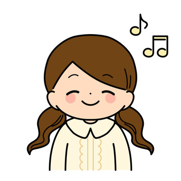 ご機嫌な女の子のイラスト（上半身）