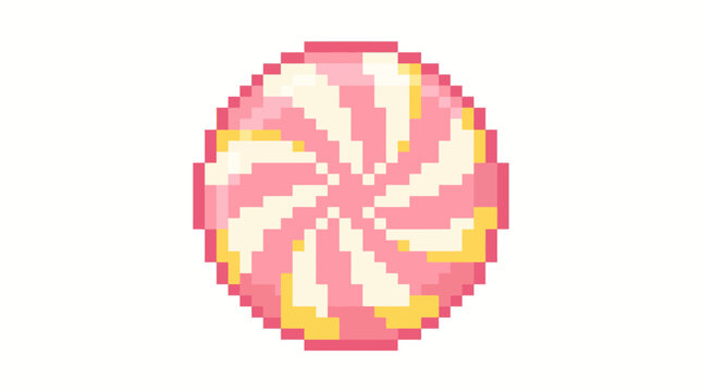 Pixel art pink yellow candy.