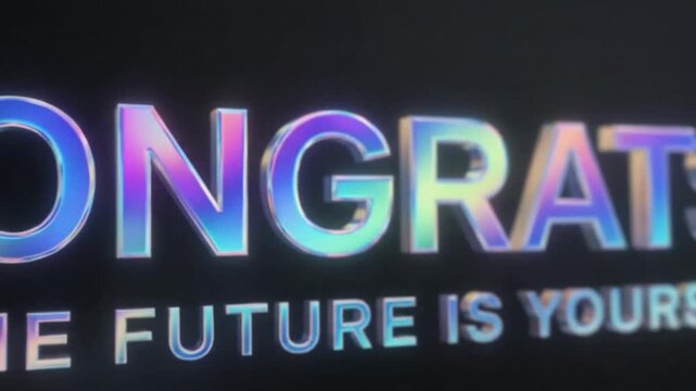 Vibrant neon congratulations animation celebrating achievements and future opportunities