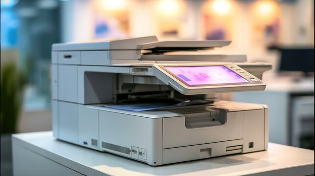 Modern office printer on transparent