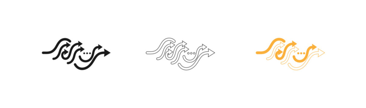 Elegant logo variations featuring stylized letterforms and arrow motifs for branding and identity design concepts