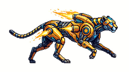 Fototapeta premium Robotic Cheetah Running Fast Outdoors.