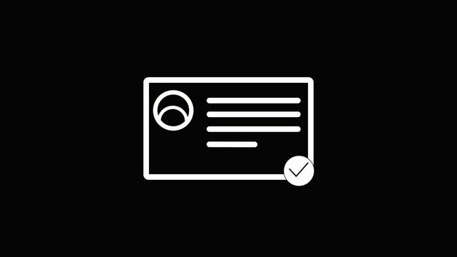 White digital certificate on black background with lines and seal symbolizing authenticity and verification for secure online transactions and data protection.