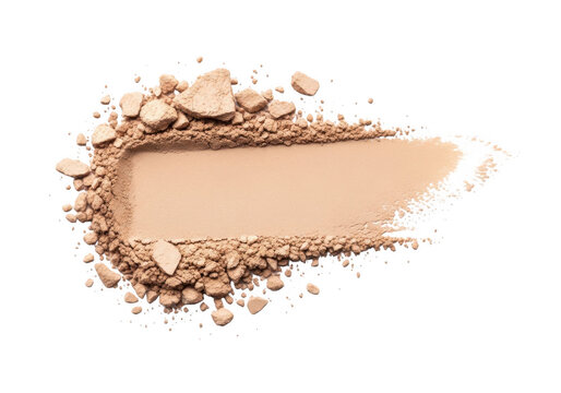 Beige cosmetic powder texture smear isolated on white background