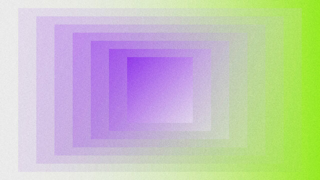 Abstract background with layered, nested square frames in a smooth purple-to-green gradient, featuring a grainy texture, geometric symmetry, and rhythmic repetition.