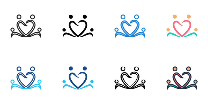 Belonging icons set multiple style collection. Editable stroke 
