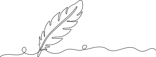 Minimalist Line art of a feather vector © DebesChandra