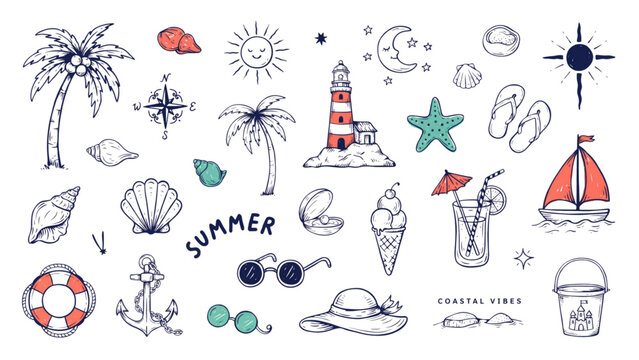 Colorful collection of flat style icons featuring sports, music, and holiday symbols Vector