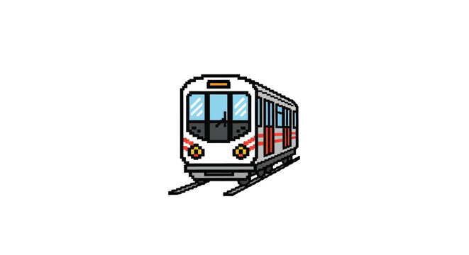 Train on tracks moving forward fast.