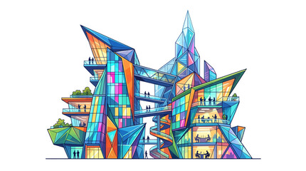 Fototapeta premium Vibrant colorful futuristic building architecture.