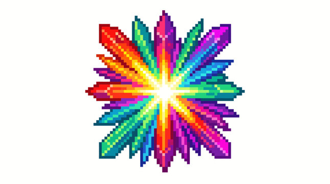 Vibrant multicolored starburst design element.