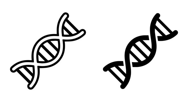 DNA Helix Icons, Genetic Double Helix Symbols, Biology Science Research Vector Graphics