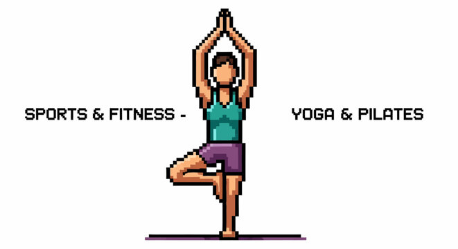 Woman in yoga tree pose standing.