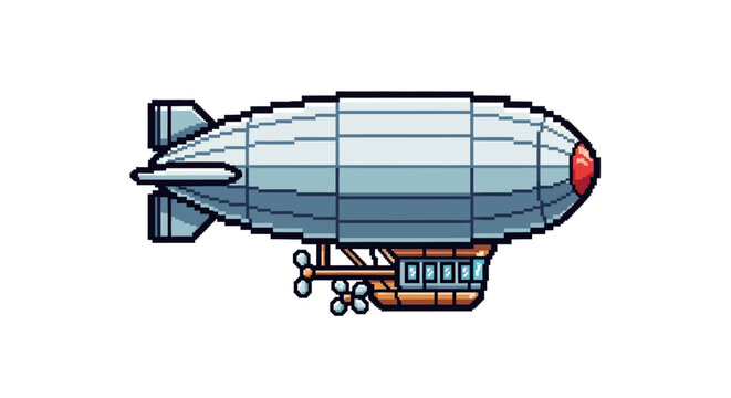 Vintage Blimp Airship Vehicle Cartoon Style.