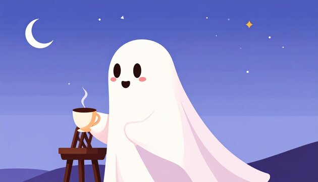 Ghost enjoying a cup of coffee.