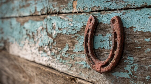criminalizing. A single faded horseshoe on weathered barn siding, peeling paint, soft natural light, symbolic of past labor. safety posters.