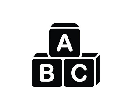 PrintTitle: ABC alphabet toy blocks icon for early education